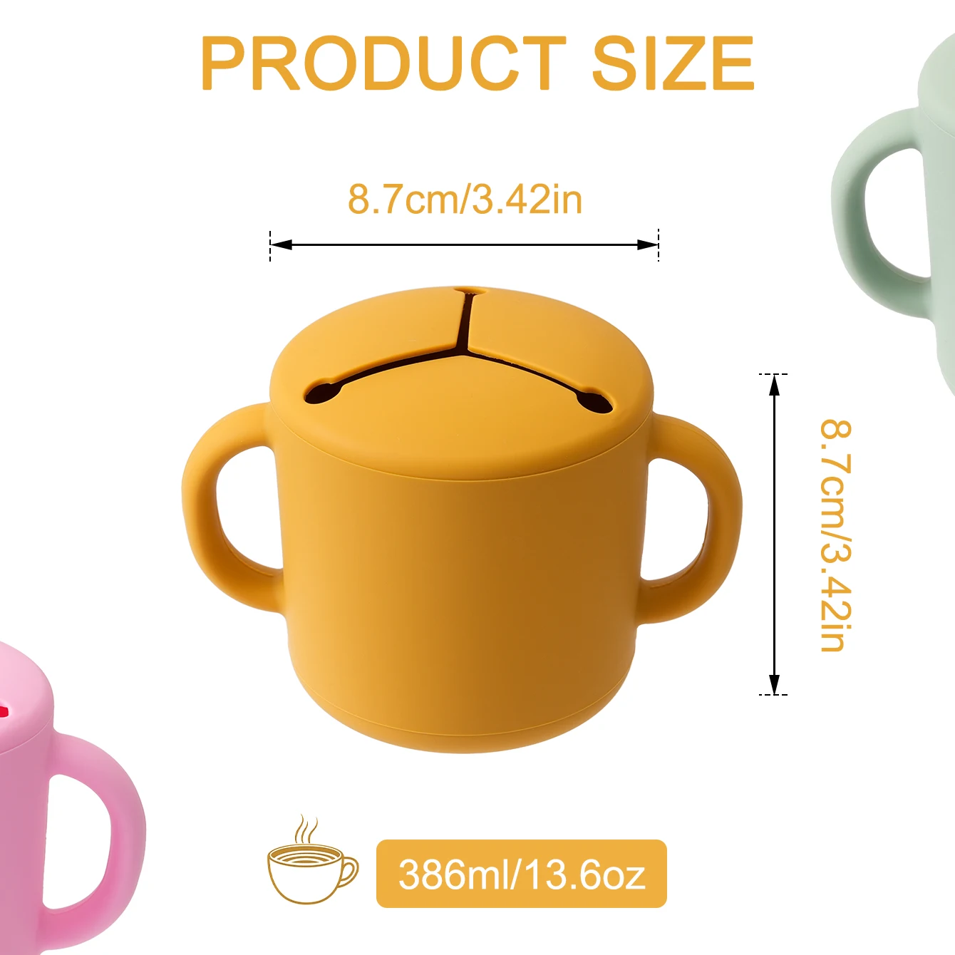 Taza de aperitivos silicona bebé – detalle de asa