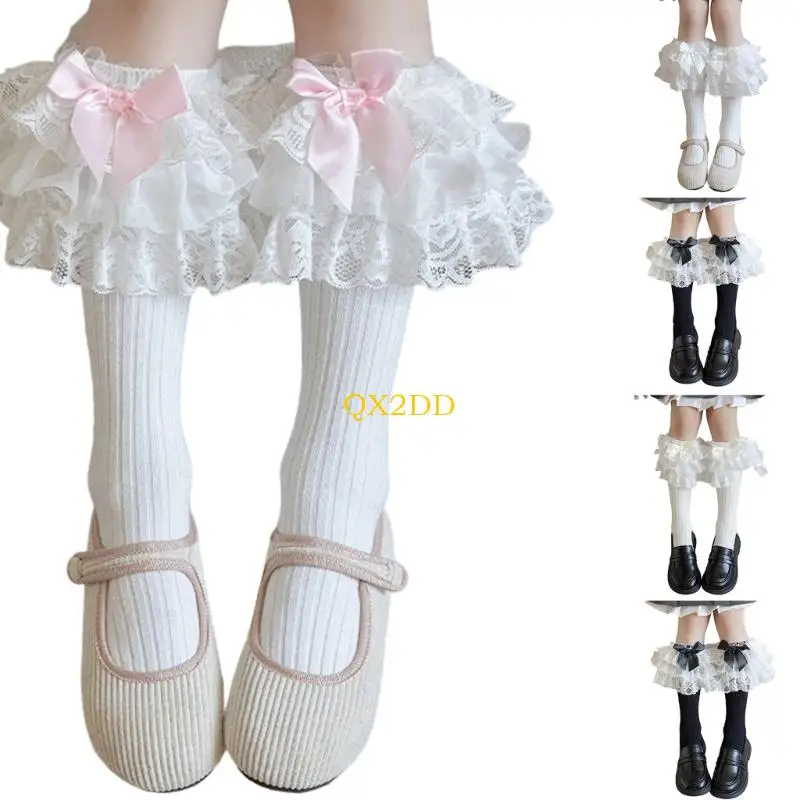 Calcetines infantiles con lazo y rayas coloridas