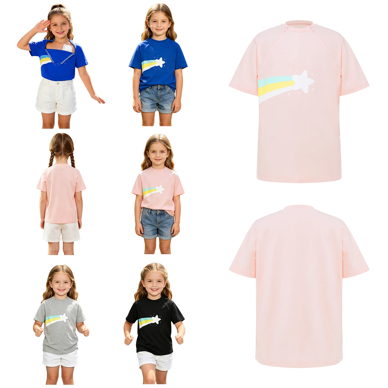 Camiseta pediátrica con cremalleras al pecho postquirúrgica adaptada