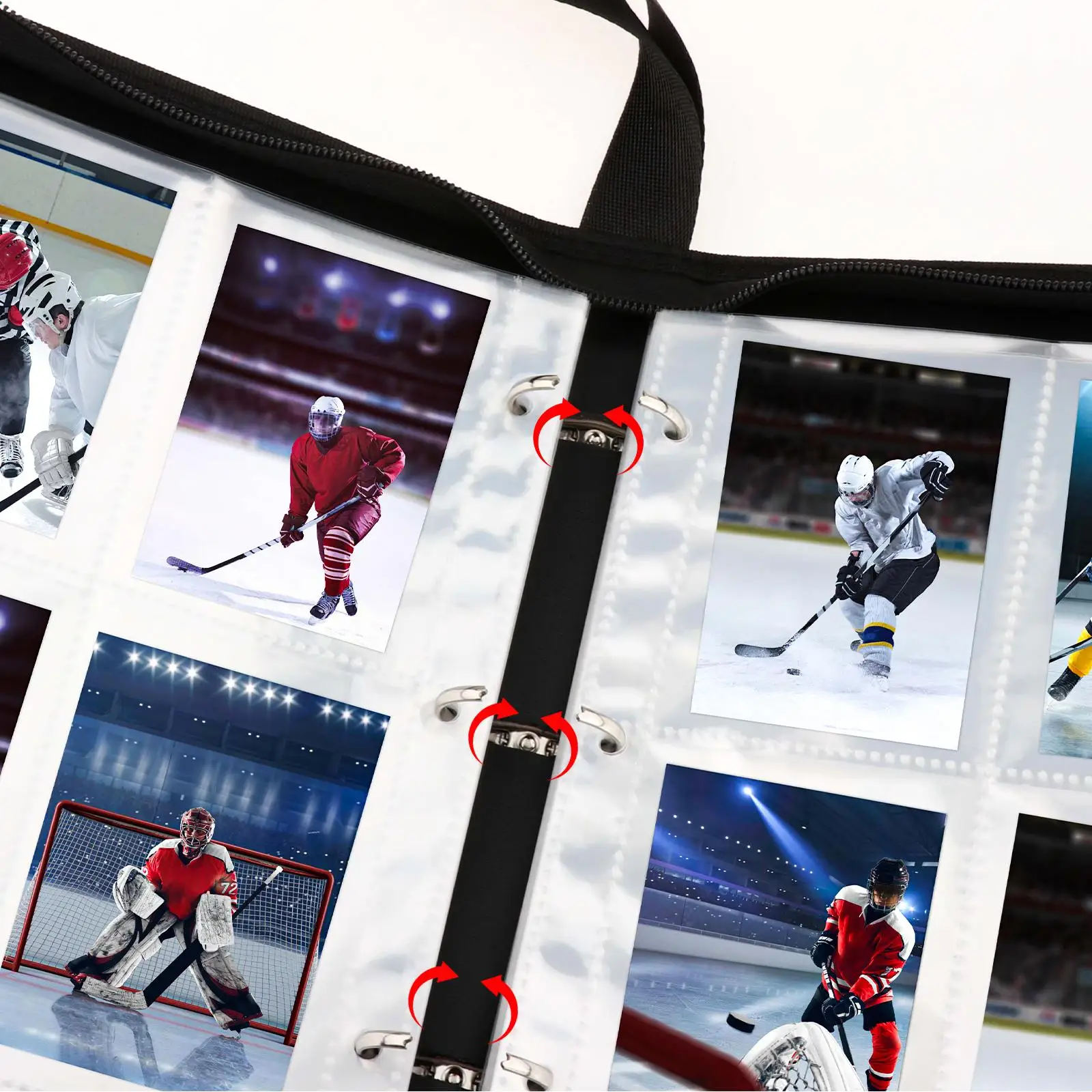 Carpeta para tarjetas de hockey con fundas protectoras y cierre - imagen 4