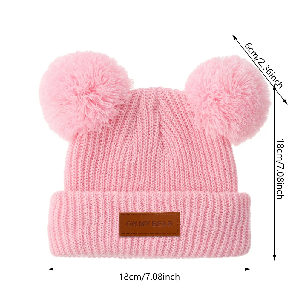 Gorro turbante de punto liso con pompón para bebé otoño e invierno - imagen 3