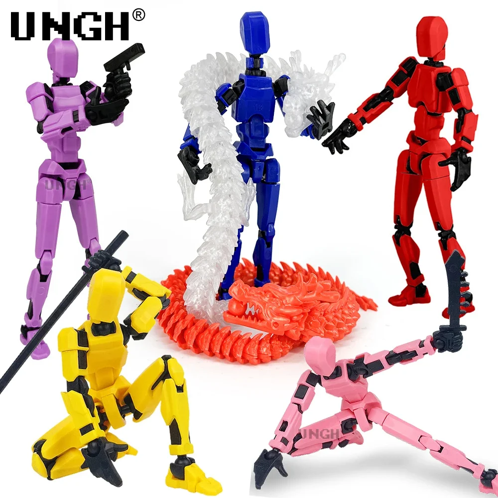 UNGH Figura de acción articulada dragón 3D para niños