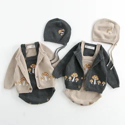 MILANCEL Cardigan bebé en punto para otoño con bordado de setas