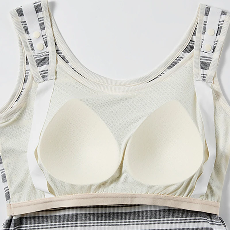 Camiseta de lactancia sin mangas a rayas con espalda cruzada - imagen 3