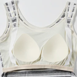 Camiseta de lactancia sin mangas a rayas con espalda cruzada