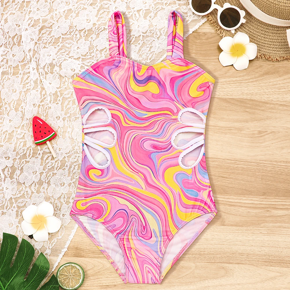 Traje de baño recortado veraniego para niña estilo surf - imagen 4