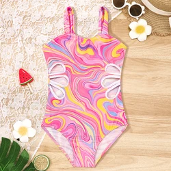 Traje de baño recortado veraniego para niña estilo surf