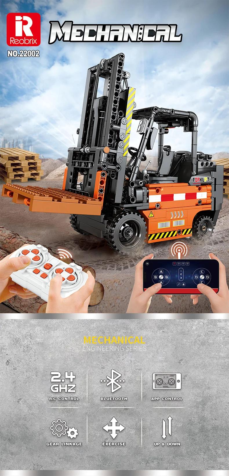 Montacargas de bloques construido con control remoto