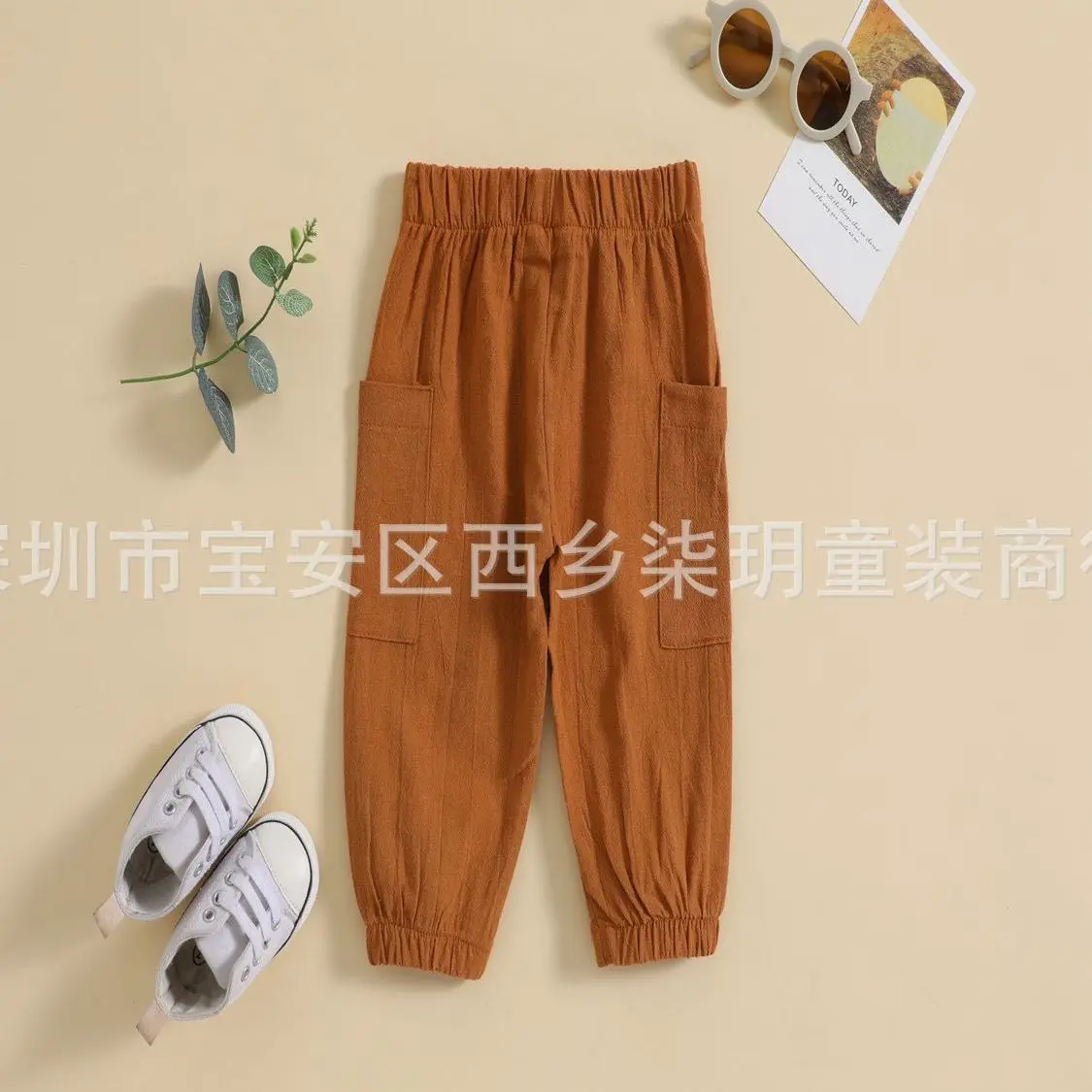 Pantalones de verano para niños antimosquitos algodón y lino con cordón