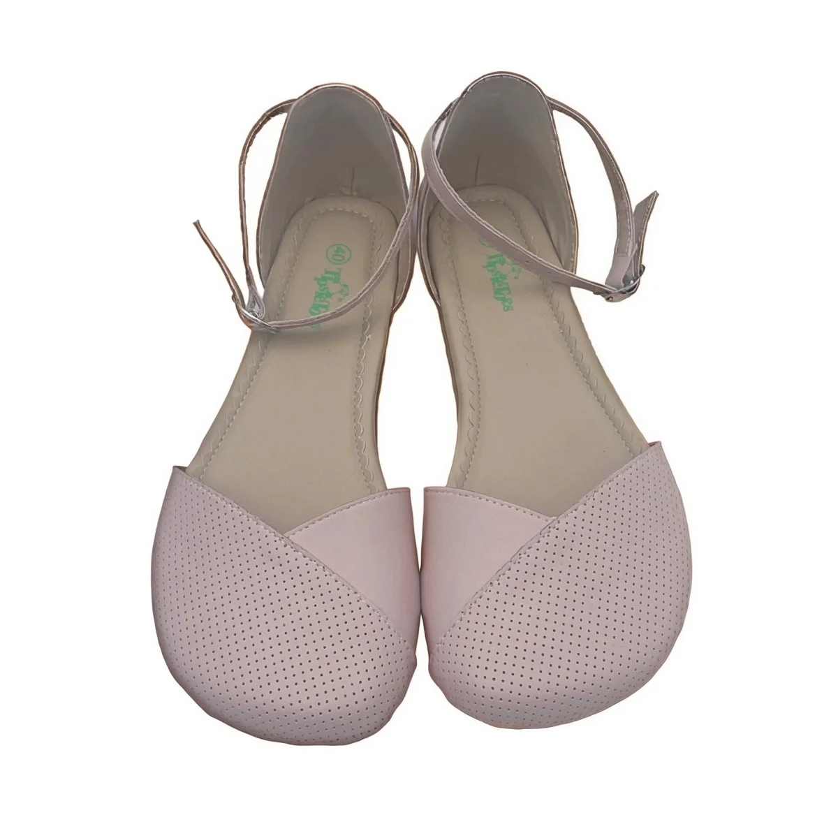 Tipsietoes Sandalias planas de cuero genuino para pie ancho, ligeras