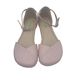 Tipsietoes Sandalias planas de cuero genuino para pie ancho, ligeras