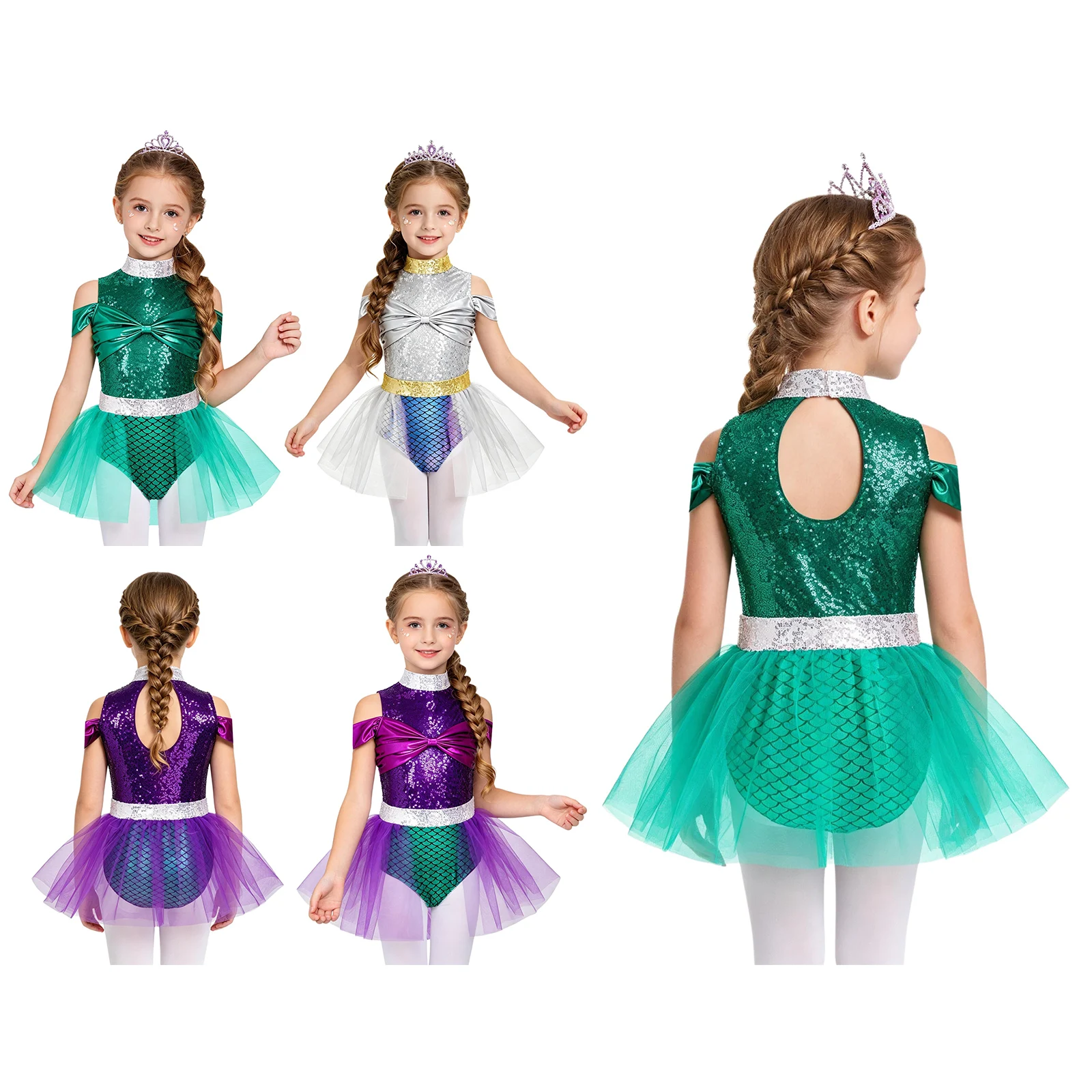 Vestido de ballet niña con tutú sirena y lazo de tul - imagen 2