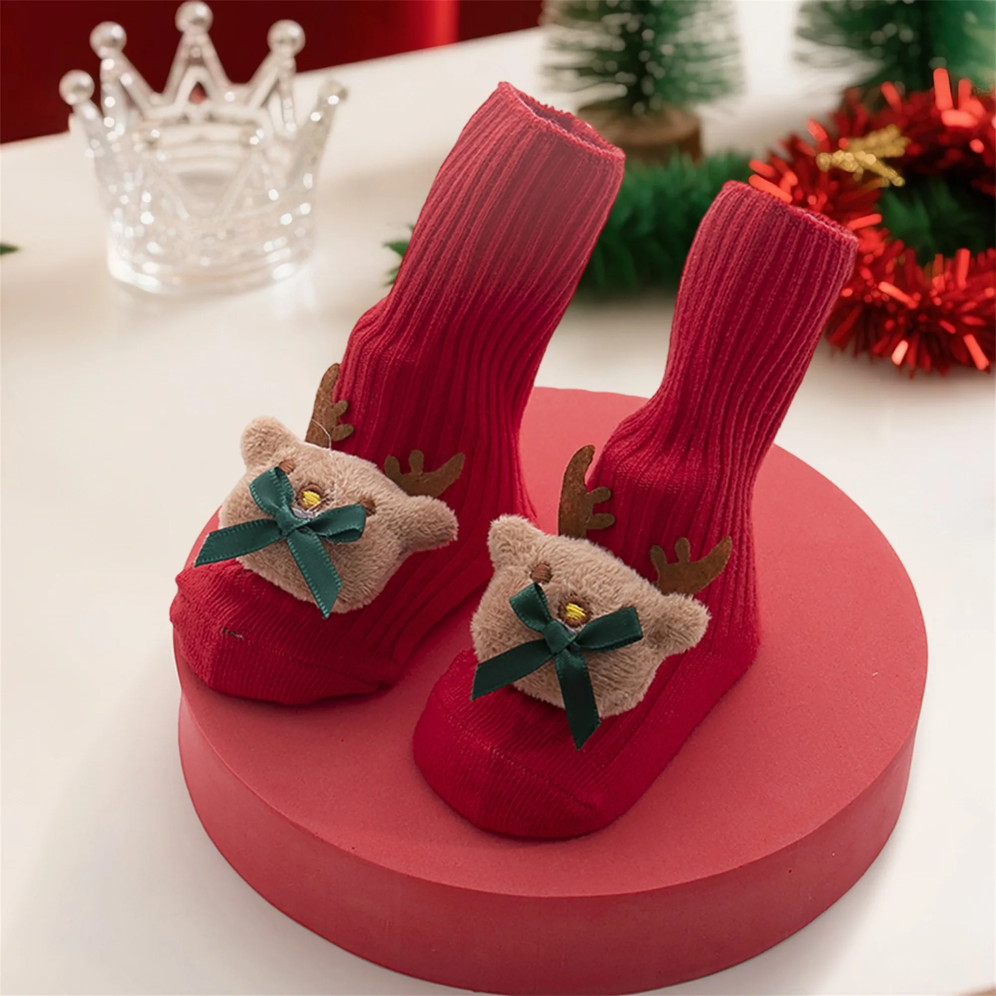 Calcetines antideslizantes navideños con motivo de Papá Noel