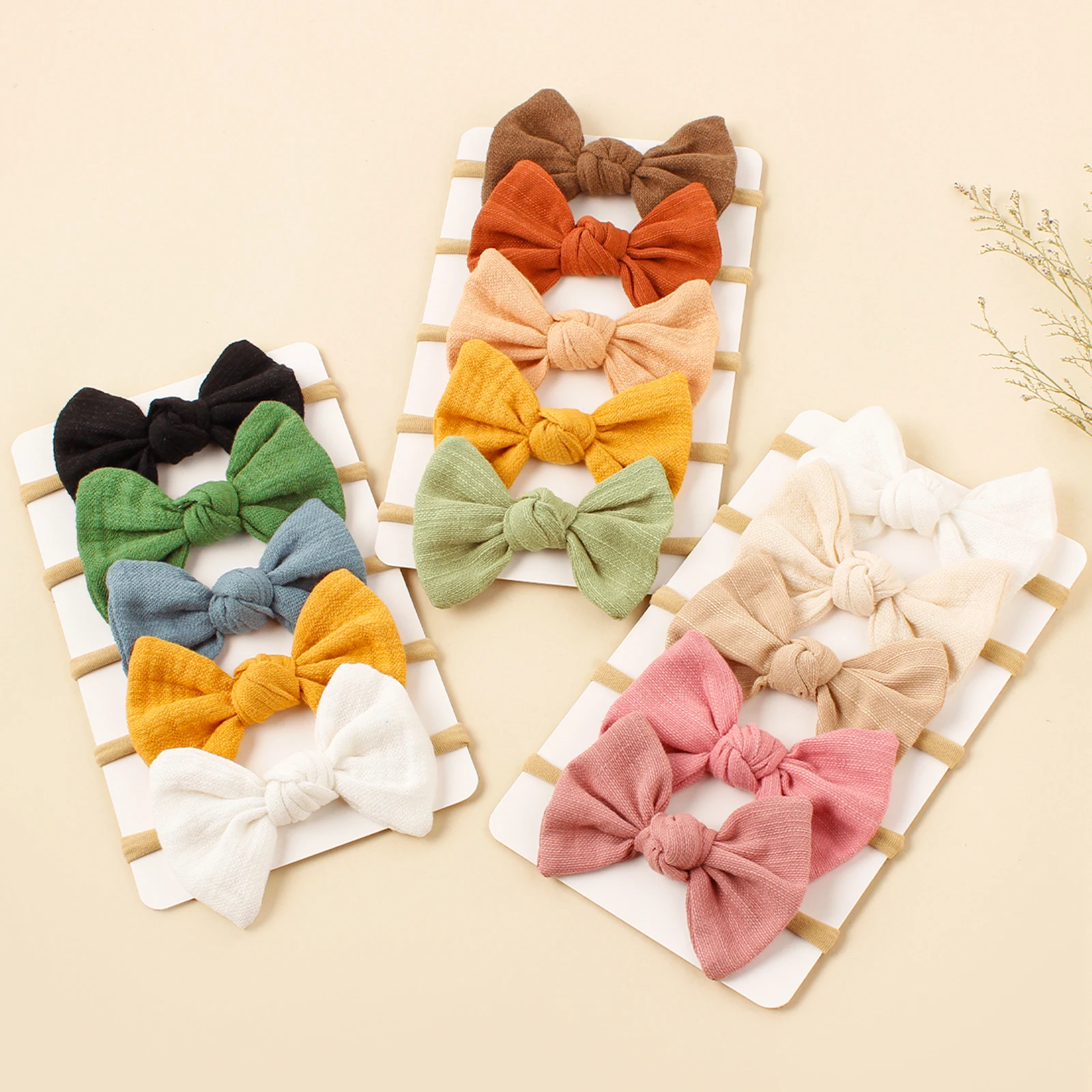 Diadema para bebé con lazo caramelo de nailon elástico suave - imagen 3