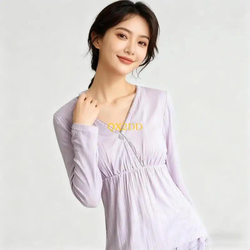 QX2D Camisón de lactancia y maternidad con acceso invisible - imagen 3