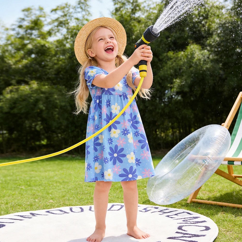 DXTON vestido niña manga corta estampado floral de verano - imagen 5