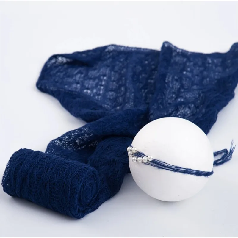 Kit fotografía newborn con envoltura mohair y diadema de perlas bebé