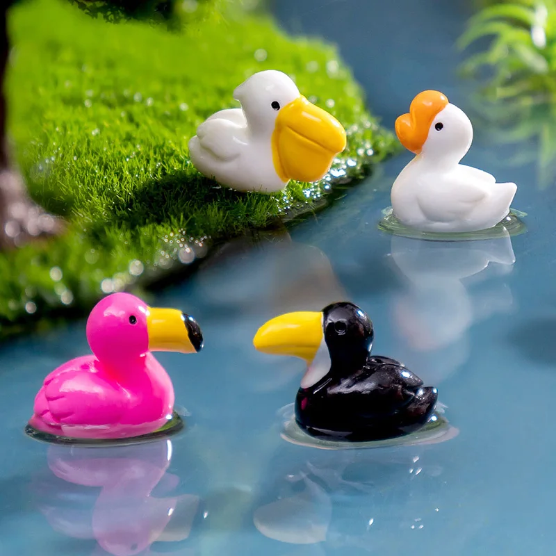 Estatuilla de animales mini para jardín - Flamenco, tucán y pelícano - imagen 4
