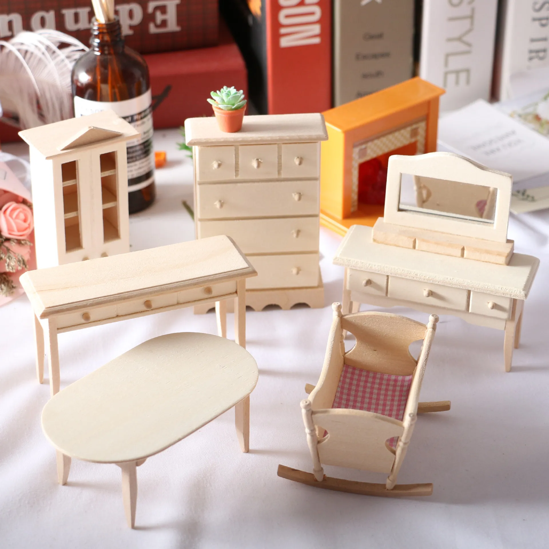 Armario para casa de muñecas con muebles de escritorio