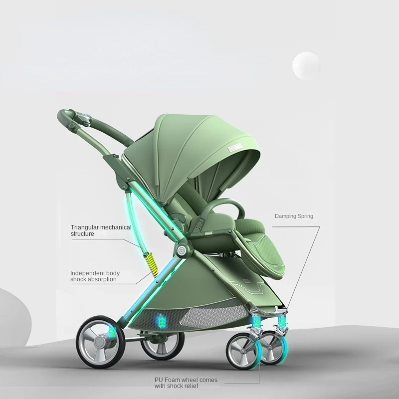 Cochecito gemelo ligero con amortiguación – Plegable y fácil de transportar - imagen 4