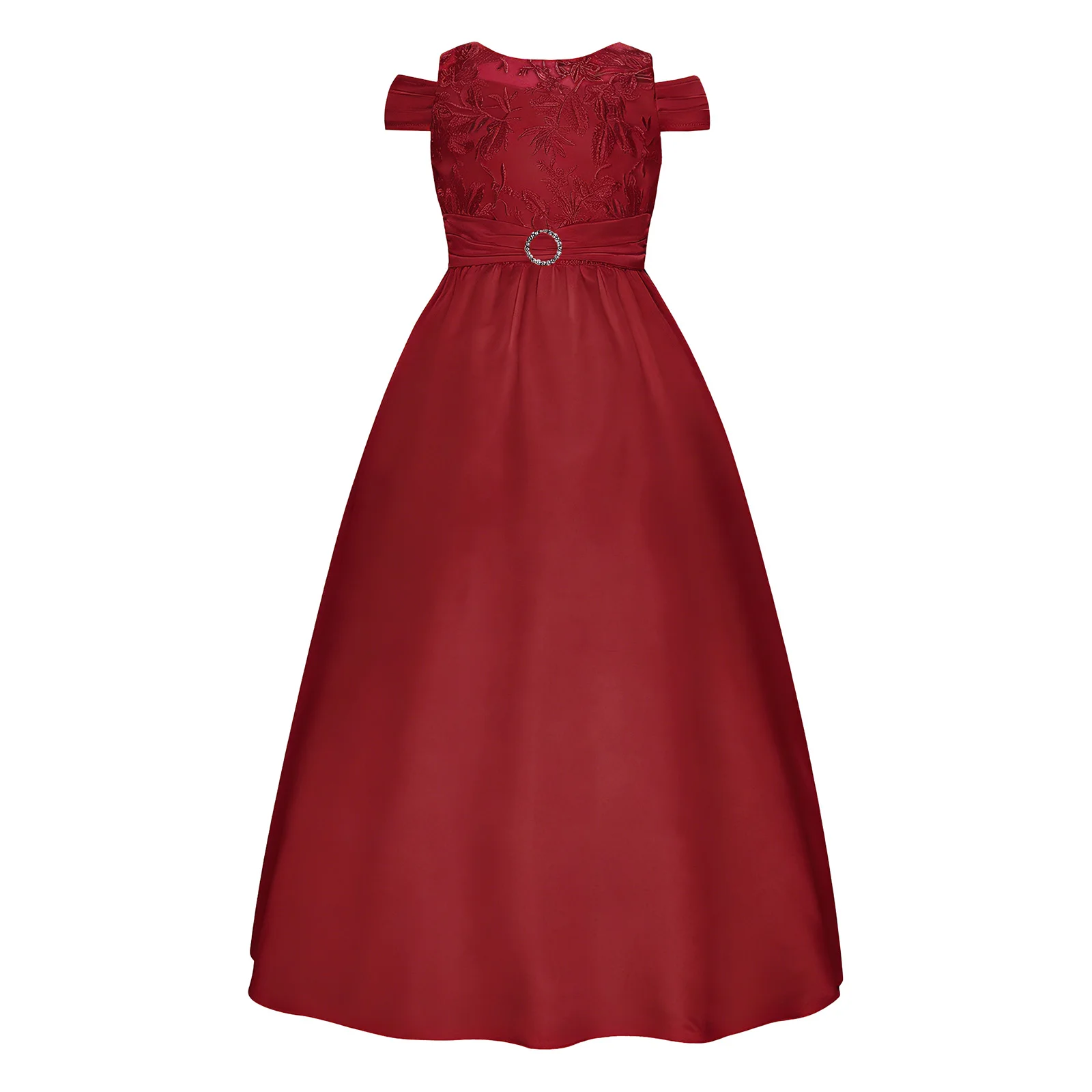 Vestido de fiesta niña de corte A con encaje y flores - imagen 2