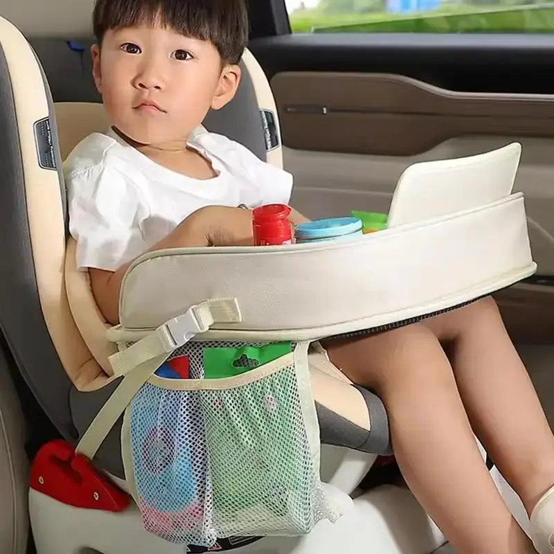 Bandeja de asiento para coche infantil con mesa plegable y soporte - imagen 4