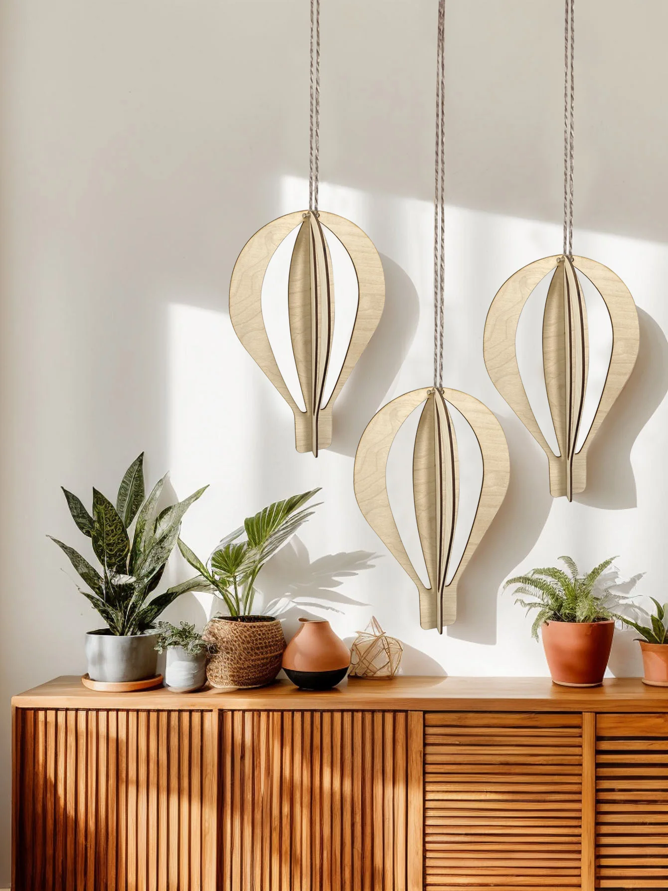 Decoración con globos de aire caliente 3D nórdicos colgantes