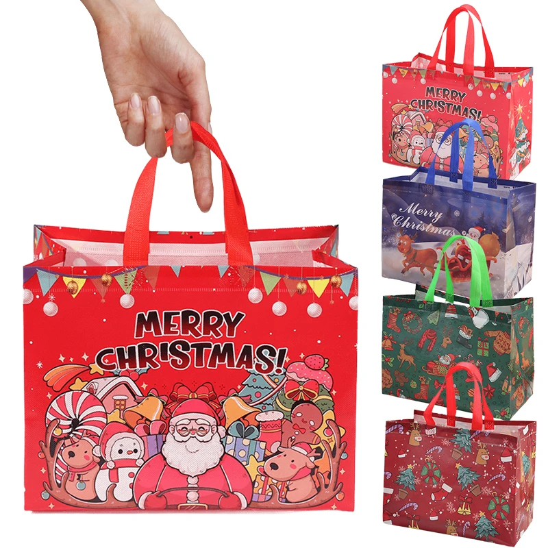 Bolsas de regalo no tejidas de Navidad y Año Nuevo rojas festivas - imagen 4