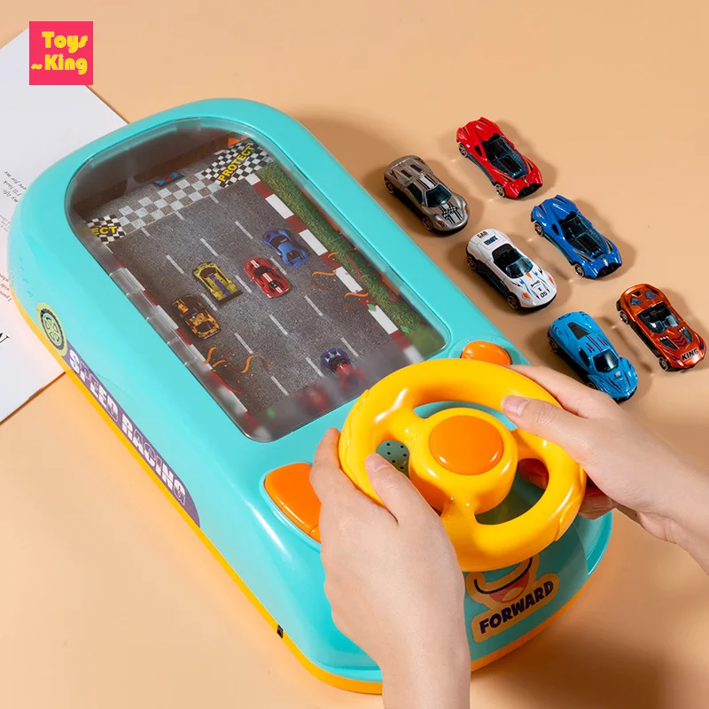 Coche de carreras eléctrico con volante simulado y juego para niños