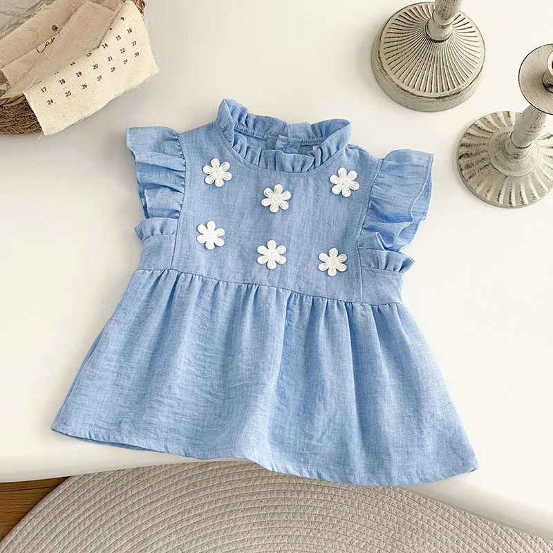 MILANCEL vestido otoñal para bebé con flores y mangas de volante - imagen 3