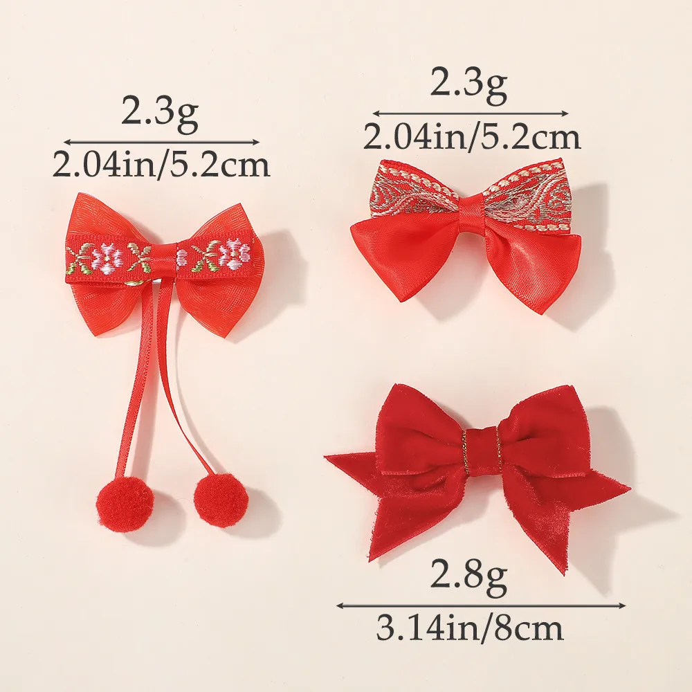 Pinzas para el cabello de terciopelo rojo con lazo: niñas y mujeres - imagen 5