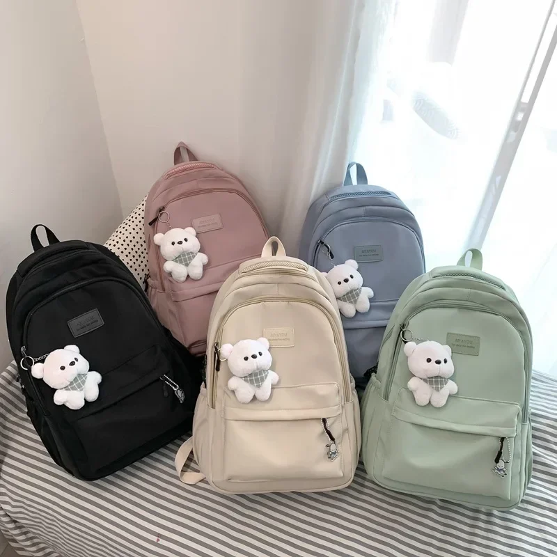 Mochila escolar color liso versátil para niñas de secundaria - imagen 5