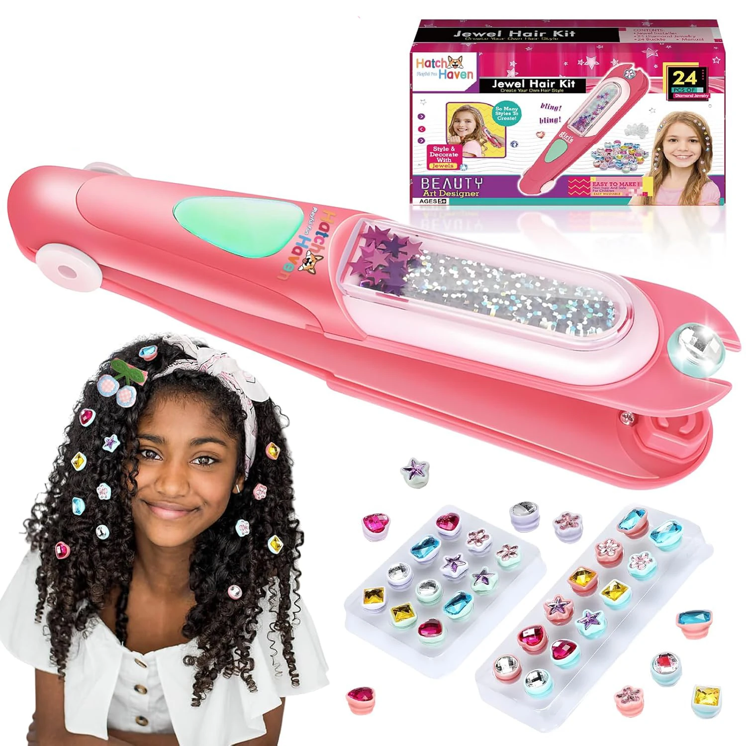 Kit de pedrería capilar reutilizable para peinar niñas