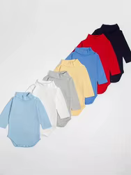 Mono jersey manga larga cuello alto para bebé – Algodón suave