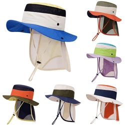 Sombrero de pescador infantil con cubrecuello extraíble para playa