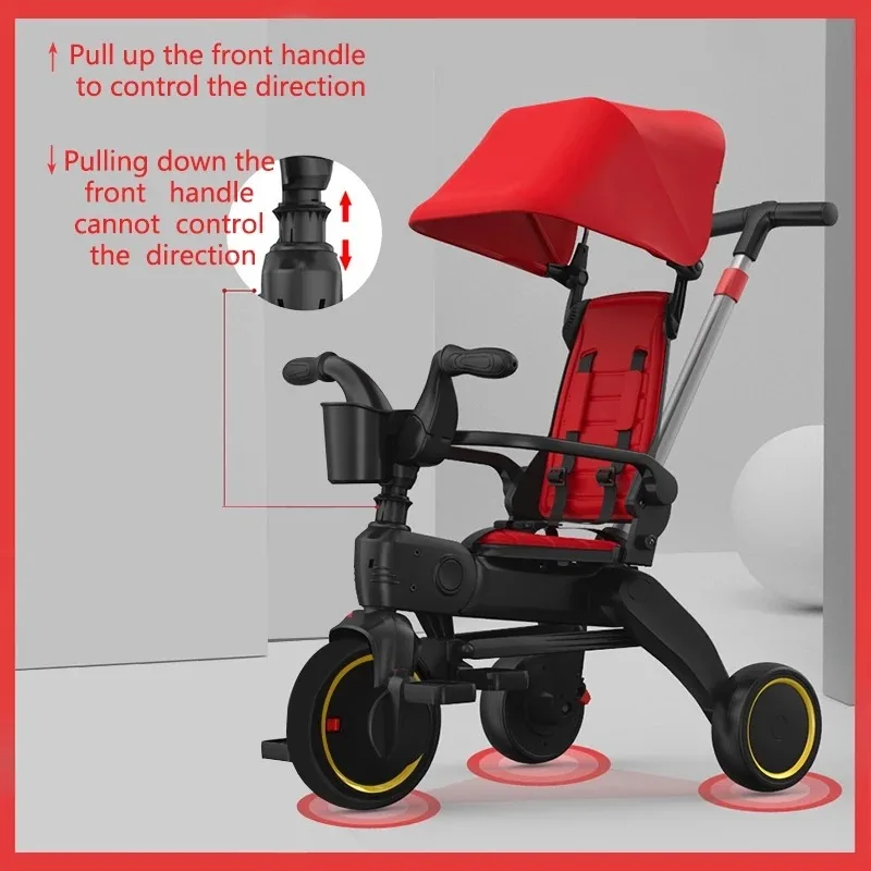 Triciclo infantil IMBABY con toldo ajustable y mango de empuje - imagen 2