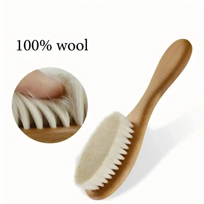 Cepillo y peine de madera natural para bebé - imagen 4