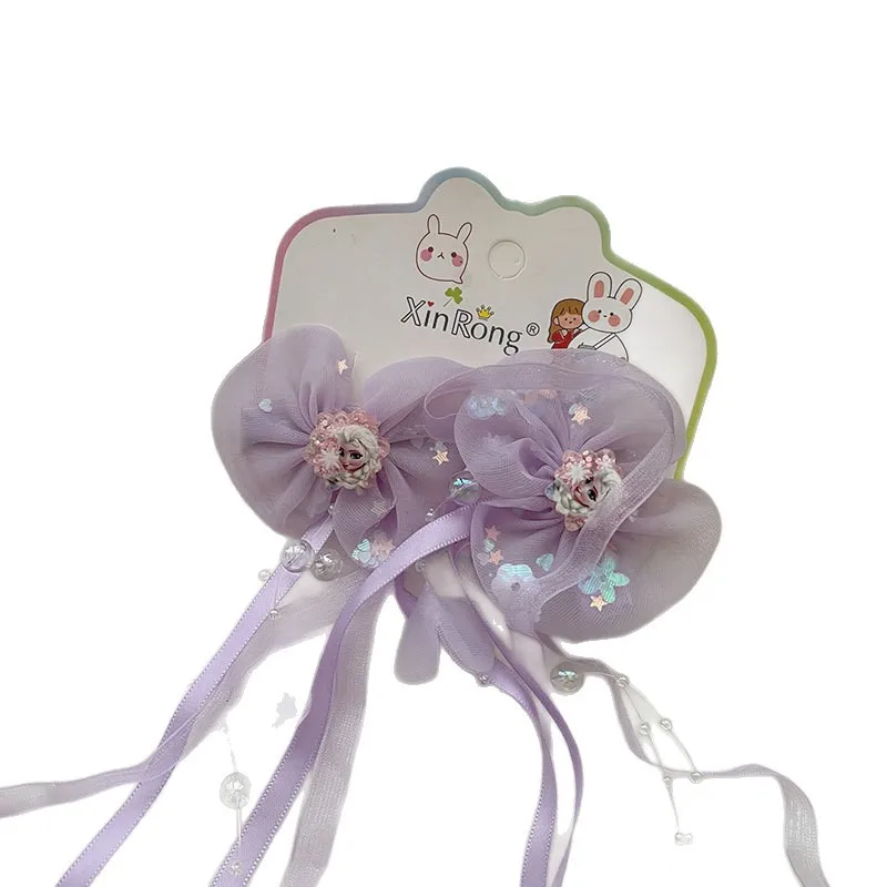 Pinzas de pelo con lazo estrella para niña - Color rosa - imagen 5
