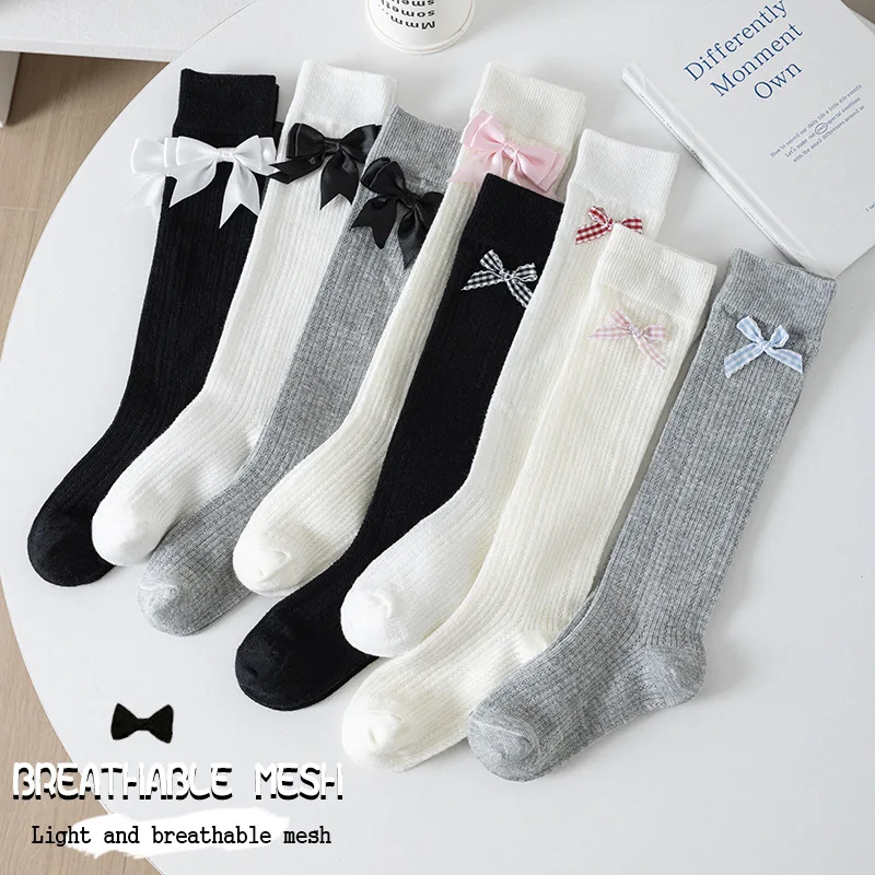 Calcetines altos de verano de malla transpirables finos para niñas - imagen 3