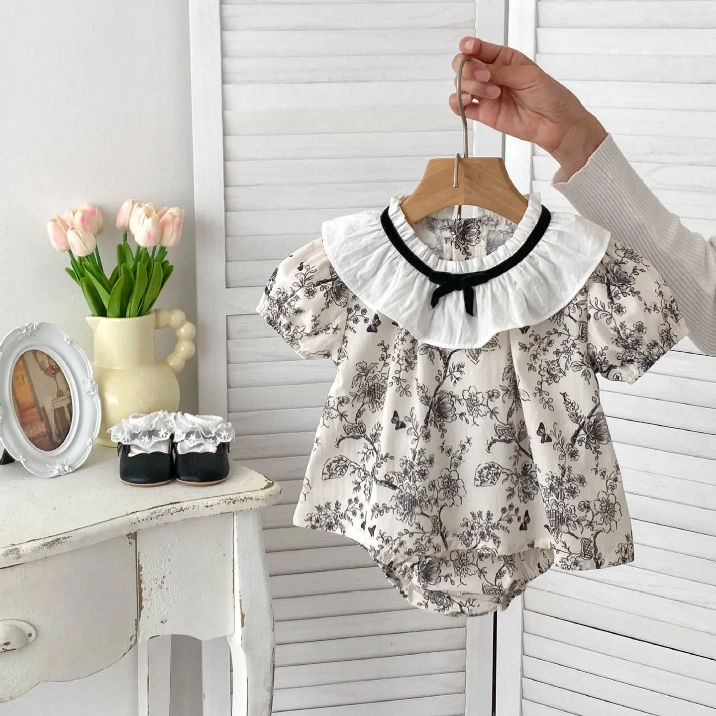 MILANCEL Conjunto bebé niña top encaje floral y bombachos