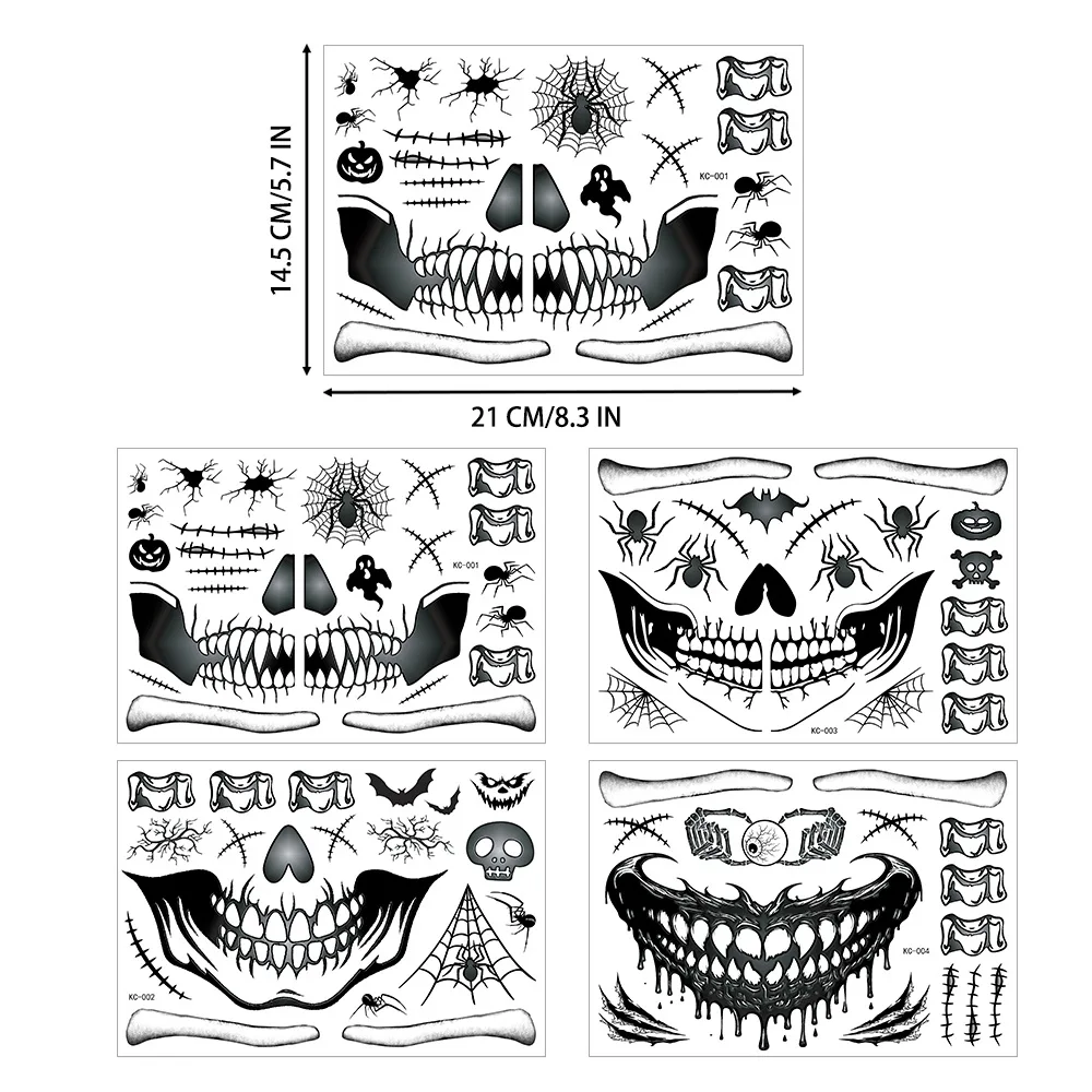 Tatuaje facial temporal de Halloween con telarañas horror