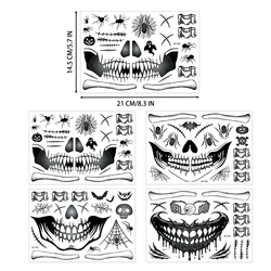Tatuaje facial temporal de Halloween con telarañas horror