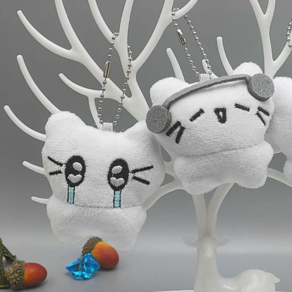 Llavero de gato con auriculares para bolso, dibujo animado