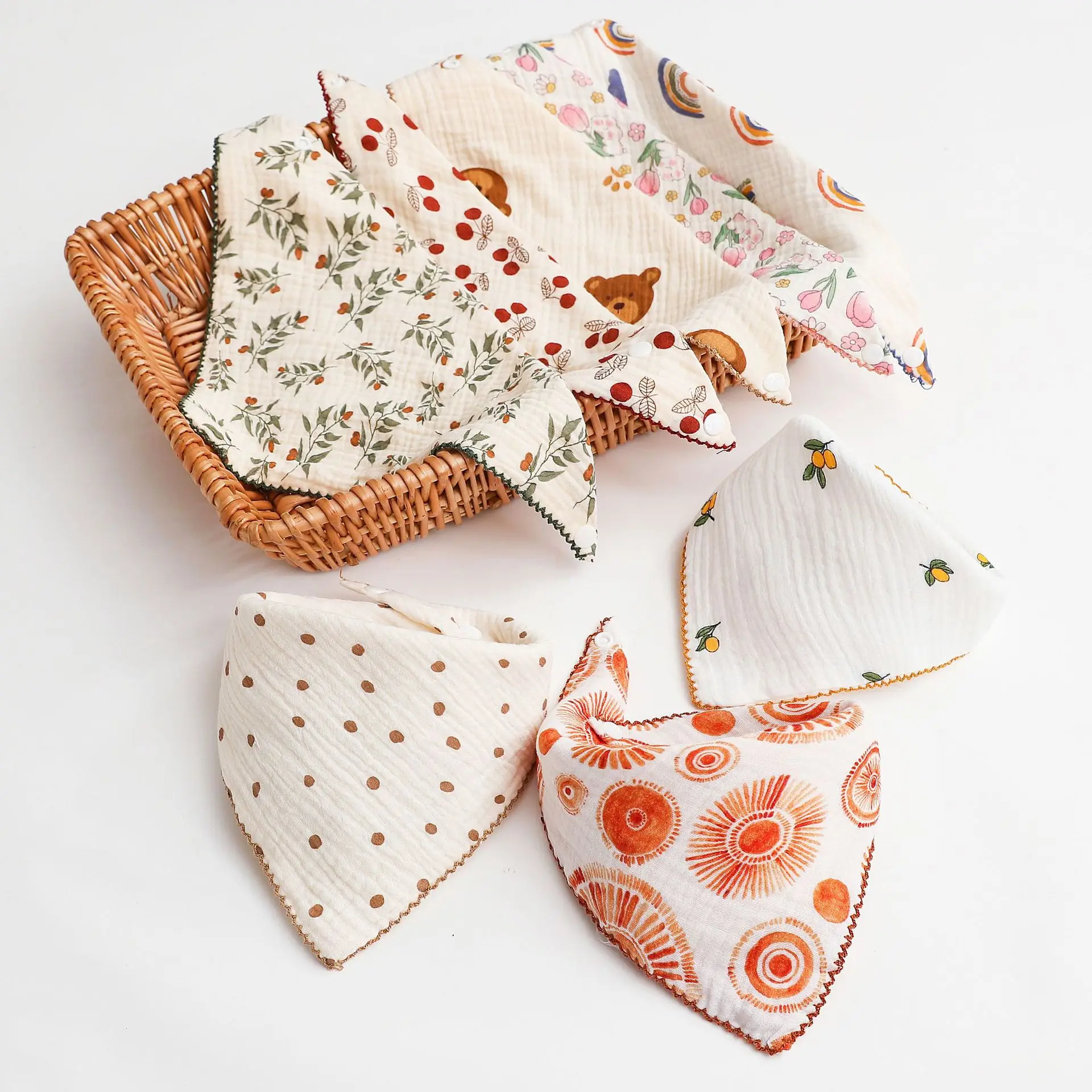 Babero algodón bebé - Bandana coreana y toalla saliva absorbente