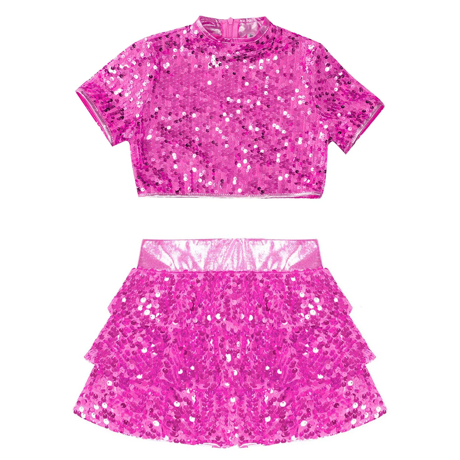 Traje de porristas para niña de jazz moderno con lentejuelas brillantes - imagen 3