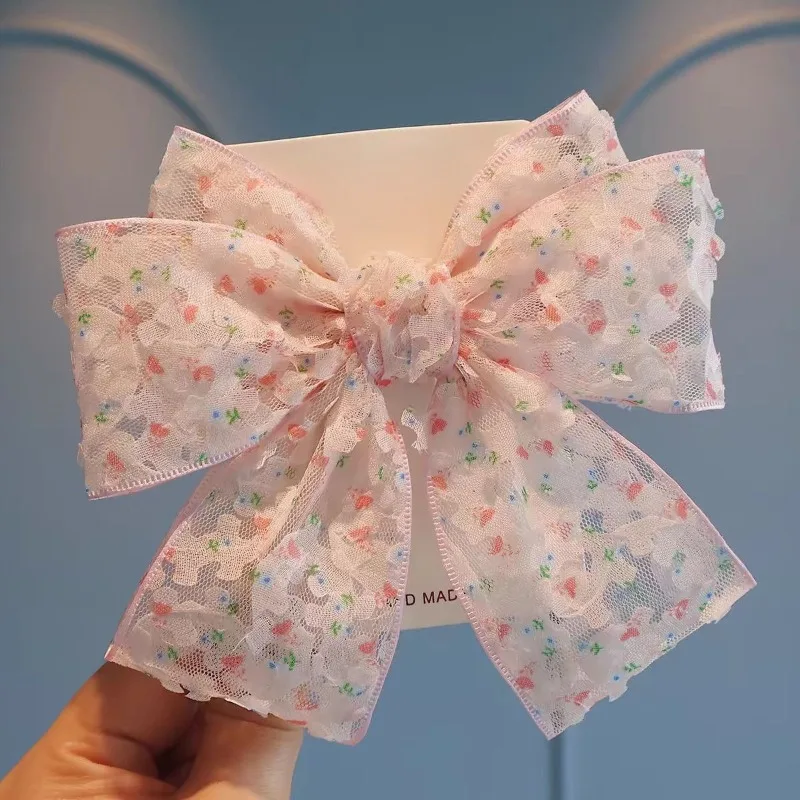 Pinzas de pelo con lazo floral para niñas – pasadores delicados - imagen 5