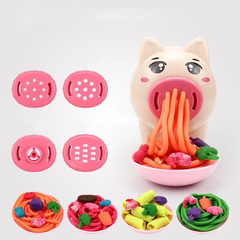 Juego plastilina niños – Máquina hacer fideos con moldes - imagen 4