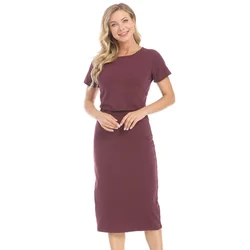 Vestido de lactancia de algodón elástico de verano