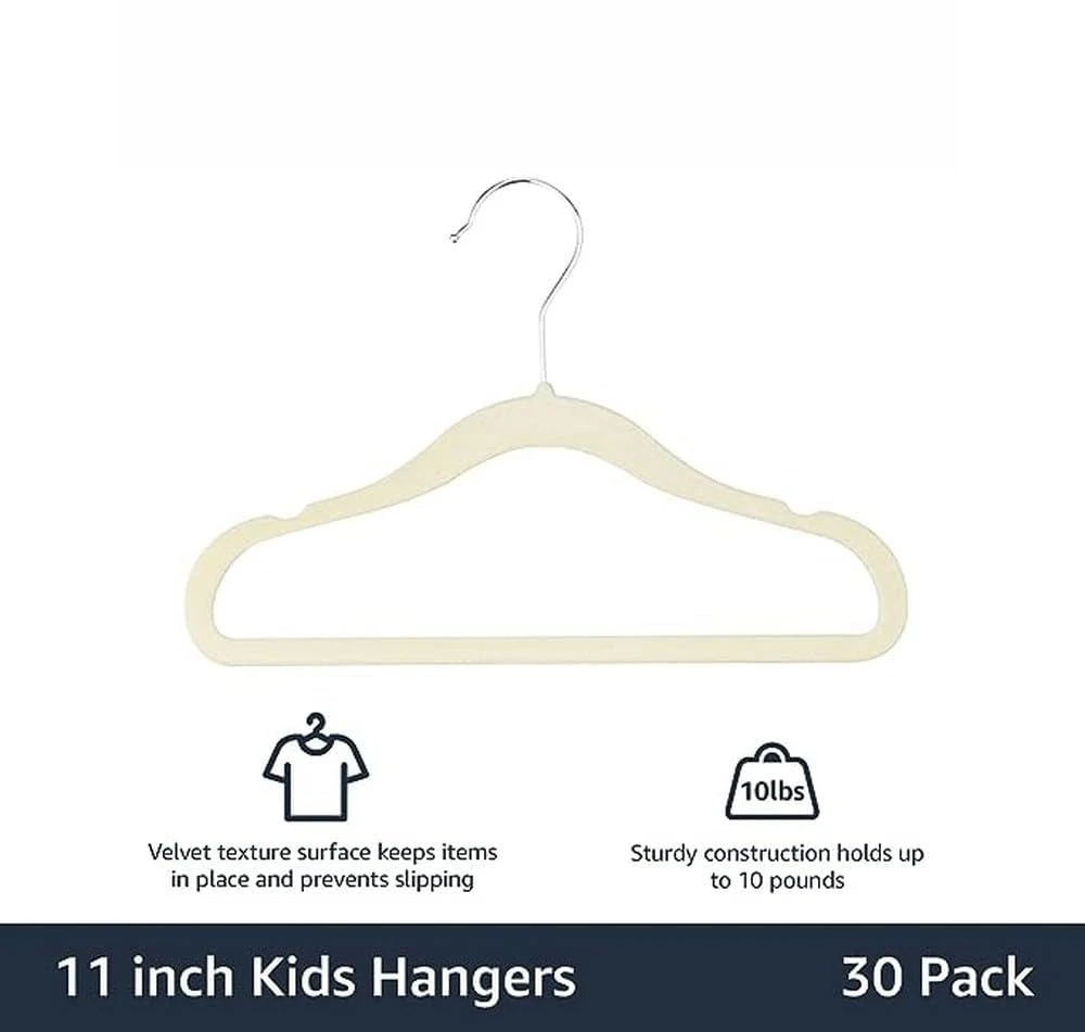 Perchas antideslizantes de terciopelo para ropa infantil con muescas - imagen 2