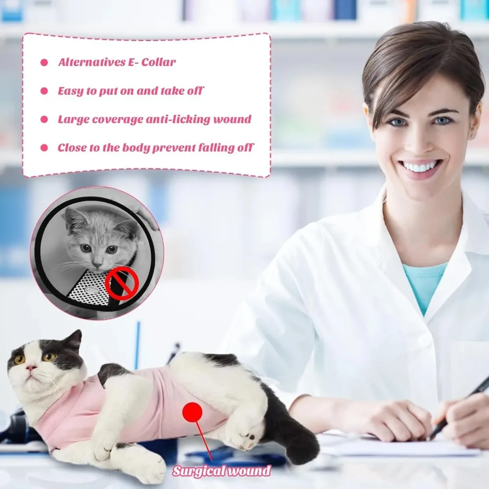 Traje de recuperación para gatos anti-lamido post-operatorio